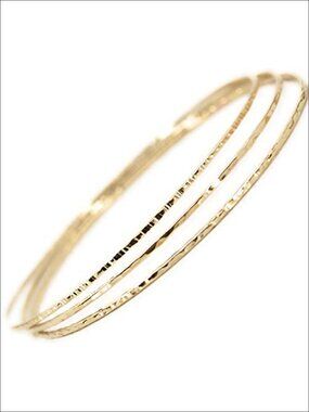 14k gold filled hammered bangles slip on set of 3 textures handmade